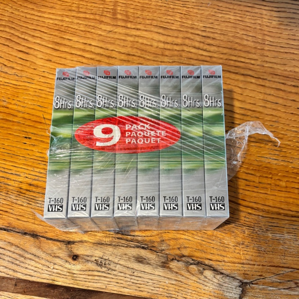 NEW Sealed Fujifilm T-160 Blank VHS Tapes Lot 9 Pack 8 Hour HQ High Quality